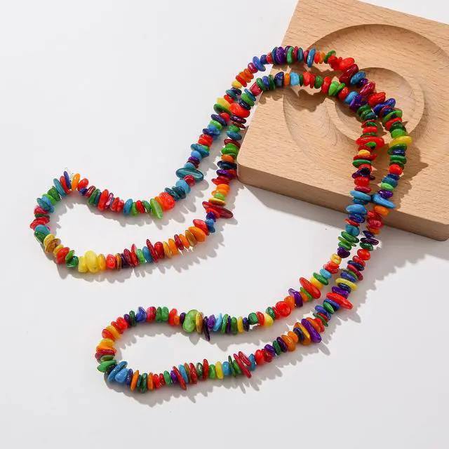 Alt view image 6 of 7 - Natural Chip Stone Beads About 200pcs Colorful Stones 5-8mm Irregular Gemstone Healing Crystal Loose Rocks for Bracelet Necklace Earrings Jewelry Making(Colorful Seashells)