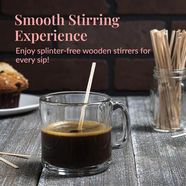 Alt view image 2 of 6 - 1000 Wooden Coffee Stirrer - Disposable 5.5 inches Long Wooden Stir Sticks for Coffee and Cocktails - Smooth, Splinter-Free Beverage Mixers - Ideal for Cafe, Bars and Drink Stations