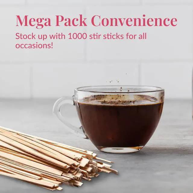 Alt view image 4 of 6 - 1000 Wooden Coffee Stirrer - Disposable 5.5 inches Long Wooden Stir Sticks for Coffee and Cocktails - Smooth, Splinter-Free Beverage Mixers - Ideal for Cafe, Bars and Drink Stations