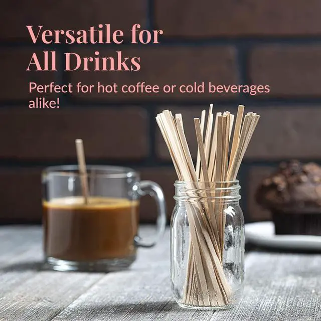 Alt view image 6 of 6 - 1000 Wooden Coffee Stirrer - Disposable 5.5 inches Long Wooden Stir Sticks for Coffee and Cocktails - Smooth, Splinter-Free Beverage Mixers - Ideal for Cafe, Bars and Drink Stations