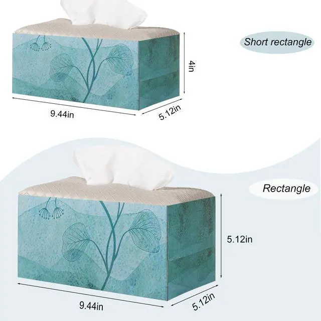 Alt view image 4 of 4 - Tissue Box Cover PU Leather Tissue Holder Square Facial Tissue Case Facial Paper Organizer Dispenser for Bathroom, Vanity Countertop, Tabletop, Car, Rectangle, Griege