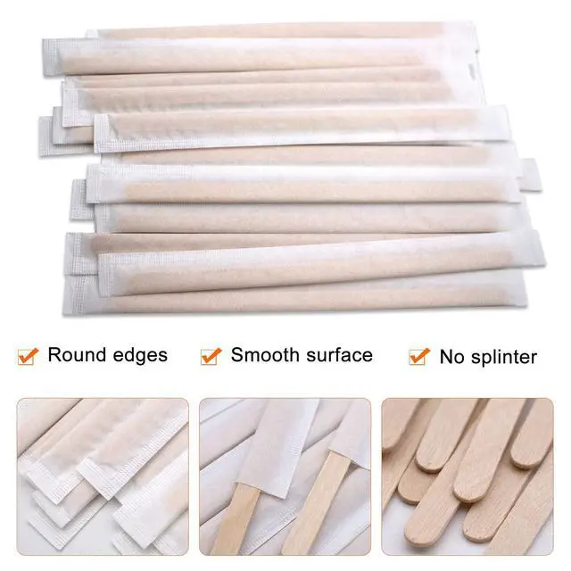 Alt view image 4 of 7 - Individually Paper Wrapped Wooden Coffee Stirrers 7 Inch Pack 500, Disposable Wood Sticks for Coffee/Tea/Hot Beverage/Hot Chocolate/Cold Drinks, Wood Blenders for butter sugar,Craft Stick