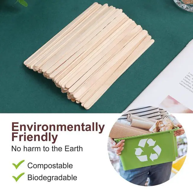 Alt view image 4 of 7 - Wooden Coffee Stirrers 5.5" Coffee Stir Sticks 100 Pcs, Natural Birch Round End Thick Birch Wood Eco-Friendly Suitable for Coffee, Cocktail and Hot Drinks