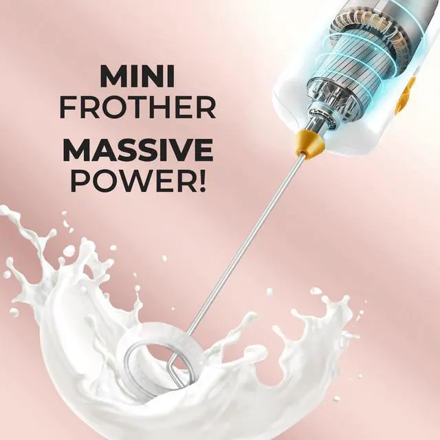 Alt view image 3 of 7 - Mini & Mighty Milk Frother Wand Powerful Handheld Coffee Frother, Battery Operated Drink Mixer Compact Pocket Size Detachable Whisk for Latte, Cappuccino, Matcha, Hot Chocolate