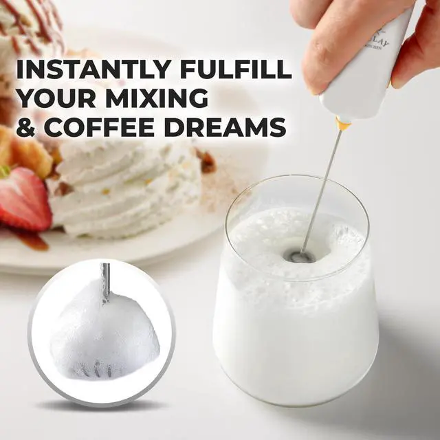 Alt view image 2 of 7 - Mini & Mighty Milk Frother Wand Powerful Handheld Coffee Frother, Battery Operated Drink Mixer Compact Pocket Size Detachable Whisk for Latte, Cappuccino, Matcha, Hot Chocolate