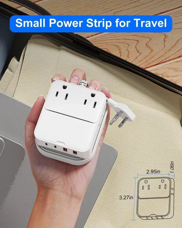Alt view image 5 of 7 - Flat Plug Power Strip with USB Ports-4 AC&4 USB Ports, Extension Cord