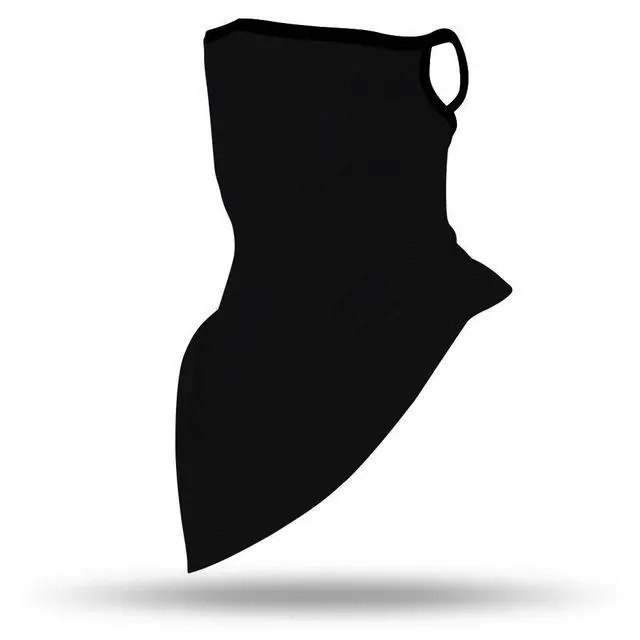 Alt view image 5 of 7 - Solid Black Neck Gaiter Face Mask Covering Bandanas for Men Women Summer UV Face Scarf Mask Cover Ear Loop Hole Triangle Facemask Headwear for Fishing Running Cycling Hiking