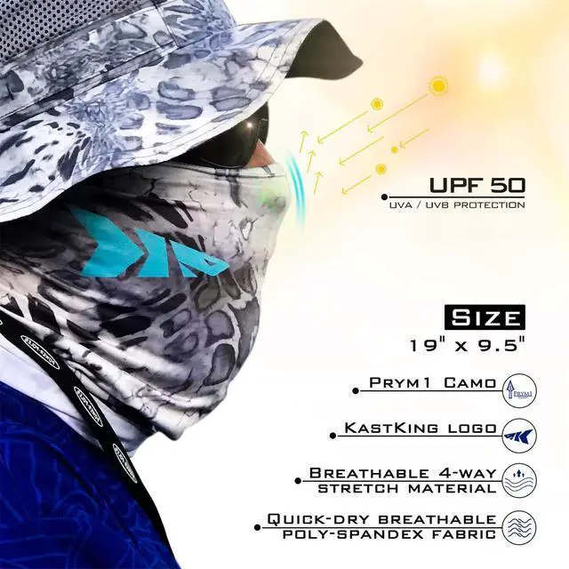 Alt view image 2 of 6 - Sol Armis Neck Gaiter - UPF 50 Face Mask - UV Sun Protection Mask for Men & Women, Fishing, Hiking, Kayaking , Prym1 Camo, RocketPop,19x9.5 Inches,Silver Mist