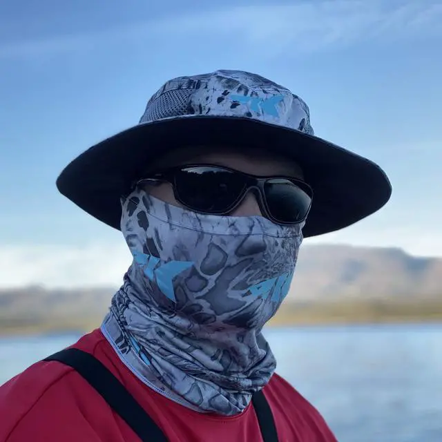 Alt view image 4 of 6 - Sol Armis Neck Gaiter - UPF 50 Face Mask - UV Sun Protection Mask for Men & Women, Fishing, Hiking, Kayaking , Prym1 Camo, RocketPop,19x9.5 Inches,Silver Mist