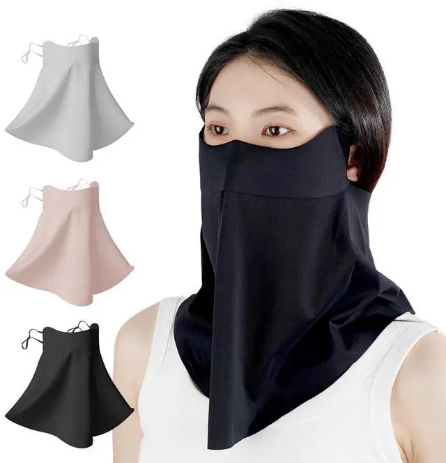 Main image of UV Sun Protection Face Mask with Neck Coverage UPF 50+ Face Shield Breathable Design for Summer Outdoor Activities Black