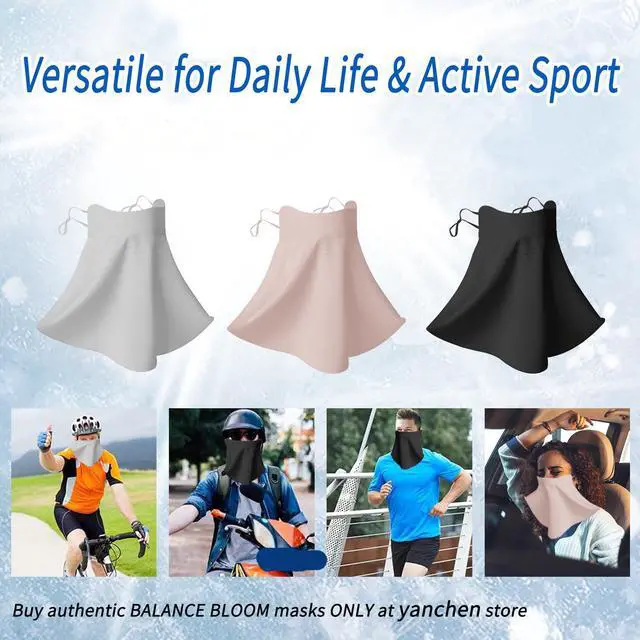 Alt view image 7 of 7 - UV Sun Protection Face Mask with Neck Coverage UPF 50+ Face Shield Breathable Design for Summer Outdoor Activities Black