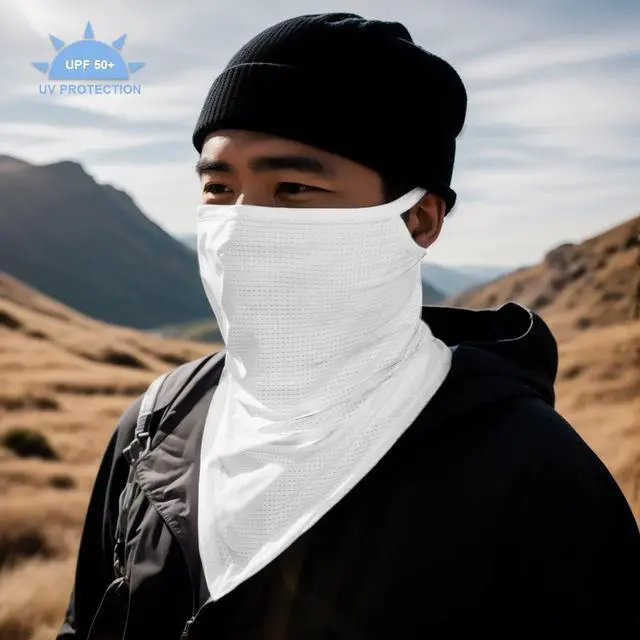 Alt view image 2 of 7 - Balaclava Neck Gaiter with Ear Loops Scarf Bandana UV Sun Protection Outdoors Face Mask Cover for Women Men(White)
