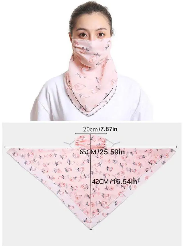 Alt view image 2 of 6 - 2 Pack Summer Sun UV Protection Face Cover Scarf with Designs Womens Cooling Neck Gaiter with Ear Loops Breathable Face Mask Neck Covers Bandana Headwear for Women Outdoor Hiking Riding