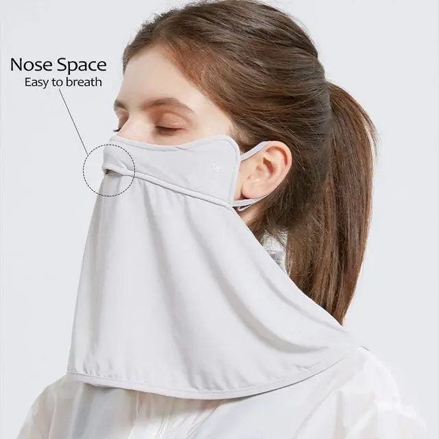 Alt view image 3 of 7 - UPF 50+ Unisex Breathable Cooling Face Cover Sun UV Protection Earloop Neck Gaiter Scarf for Summer Outdoor Activities