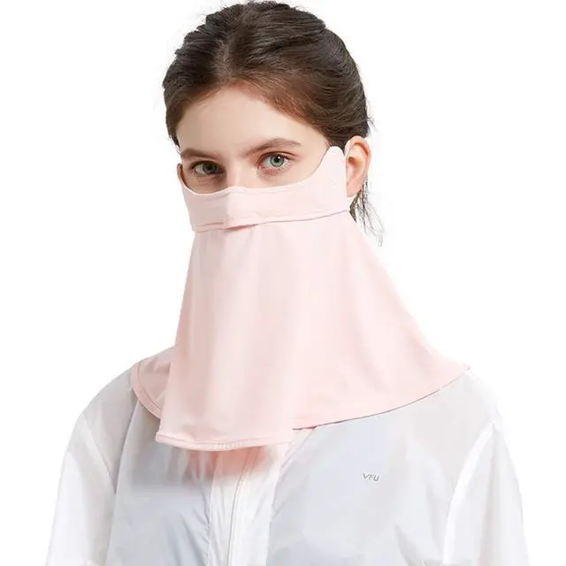 Alt view image 7 of 7 - UPF 50+ Unisex Breathable Cooling Face Cover Sun UV Protection Earloop Neck Gaiter Scarf for Summer Outdoor Activities