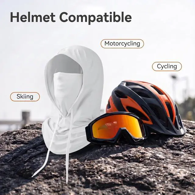 Alt view image 3 of 7 - Cooling Balaclava Sun UV Protection Hood Breathable Full Head Mask Face Cover for Men Women Cycling Motorcycle Fishing White