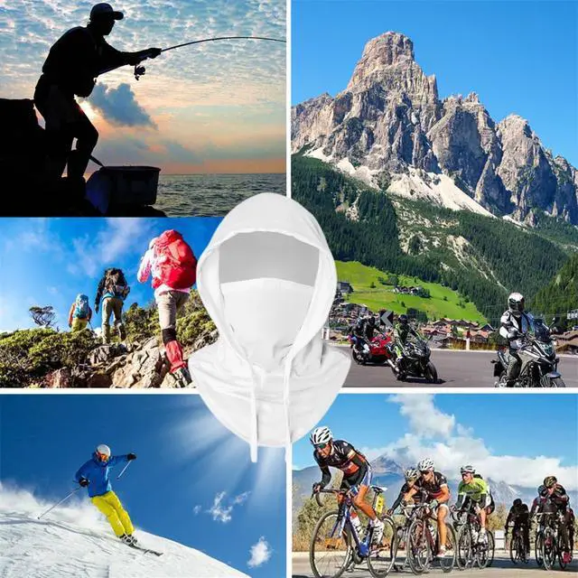 Alt view image 6 of 7 - Cooling Balaclava Sun UV Protection Hood Breathable Full Head Mask Face Cover for Men Women Cycling Motorcycle Fishing White
