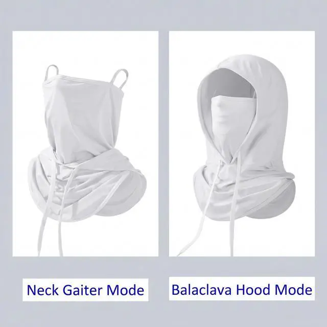 Alt view image 5 of 7 - Cooling Balaclava Sun UV Protection Hood Breathable Full Head Mask Face Cover for Men Women Cycling Motorcycle Fishing White