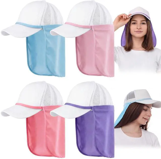 Main image of 4 Pieces Unisex Neck Gaiter UV Face Cover Sun Protection Neck Drape Multifunctional 2 in 1 Face Covering for Outdoor Sports Fishing (Purple,Rose,Pink,Light Blue)