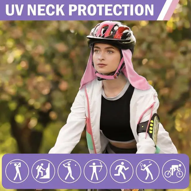 Alt view image 3 of 6 - 4 Pieces Unisex Neck Gaiter UV Face Cover Sun Protection Neck Drape Multifunctional 2 in 1 Face Covering for Outdoor Sports Fishing (Purple,Rose,Pink,Light Blue)