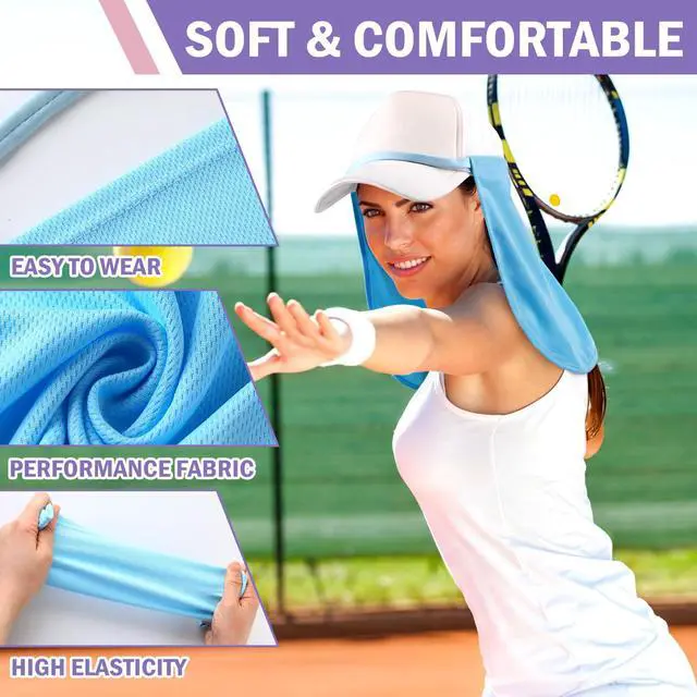 Alt view image 4 of 6 - 4 Pieces Unisex Neck Gaiter UV Face Cover Sun Protection Neck Drape Multifunctional 2 in 1 Face Covering for Outdoor Sports Fishing (Purple,Rose,Pink,Light Blue)