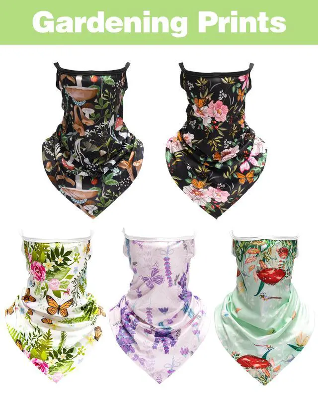 Alt view image 5 of 7 - UV Sun Protection Face Scarf Mask, Breathable Gardening Face Cover Neck Gaiter with Ear Loops Bandana for Men Women