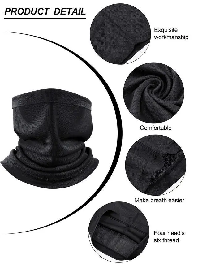 Alt view image 2 of 7 - 4 Pcs Neck Gaiter Face Cooling Mask UV Sun Protection Scarf Thin Breathable Neck Gaiter Bandana for Men Women Cycling(Black, Army Green, Navy, Grey)