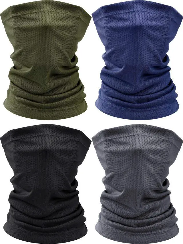 Main image of 4 Pcs Neck Gaiter Face Cooling Mask UV Sun Protection Scarf Thin Breathable Neck Gaiter Bandana for Men Women Cycling(Black, Army Green, Navy, Grey)