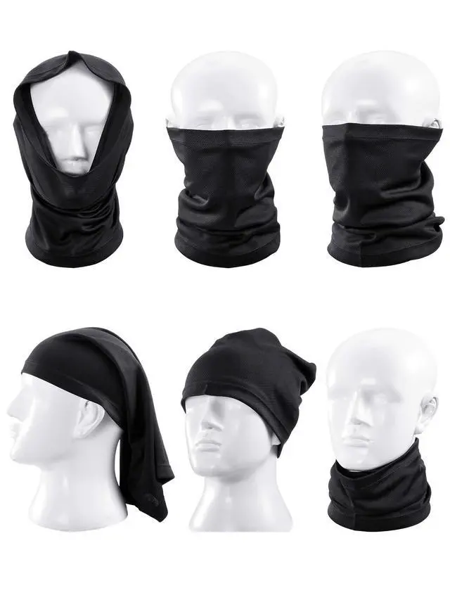 Alt view image 3 of 7 - 4 Pcs Neck Gaiter Face Cooling Mask UV Sun Protection Scarf Thin Breathable Neck Gaiter Bandana for Men Women Cycling(Black, Army Green, Navy, Grey)