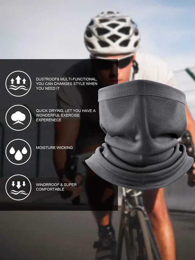 Alt view image 5 of 7 - 4 Pcs Neck Gaiter Face Cooling Mask UV Sun Protection Scarf Thin Breathable Neck Gaiter Bandana for Men Women Cycling(Black, Army Green, Navy, Grey)