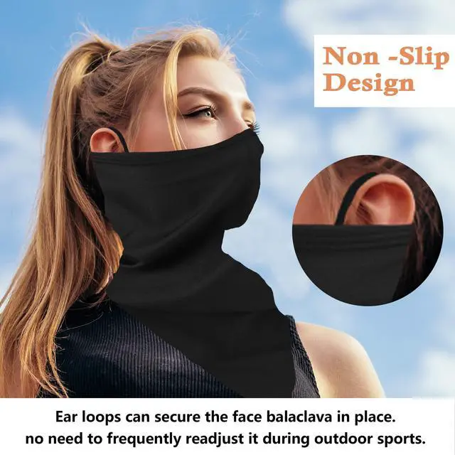 Alt view image 2 of 7 - Bandana Neck Gaiter with Ear Loops Balaclava Face Scarf Mask Quick-Dry Half Masks for Women Men - Dustproof & UV Sun Protection & BreathablePaisley Style Black