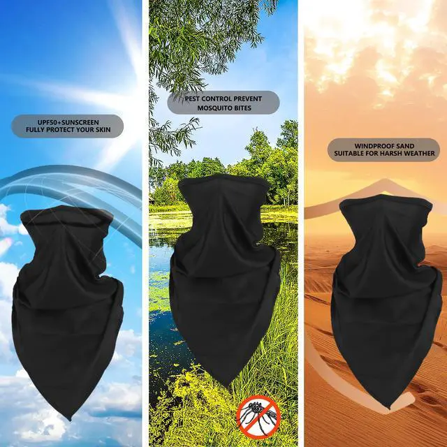 Alt view image 6 of 7 - Bandana Neck Gaiter with Ear Loops Balaclava Face Scarf Mask Quick-Dry Half Masks for Women Men - Dustproof & UV Sun Protection & BreathablePaisley Style Black