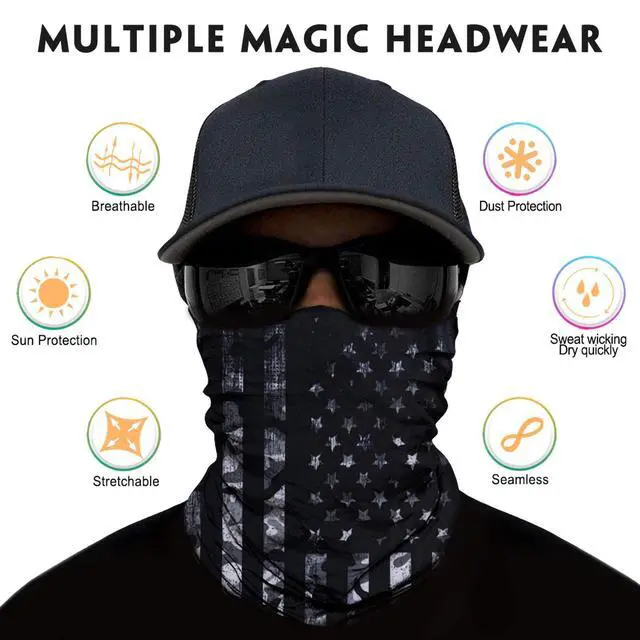 Alt view image 2 of 5 - Neck Gaiter Mask, Sun Mask, Rave Bandana Face Mask, Seamless Face Scarf, Headband for Men Women (A-Flag 3)