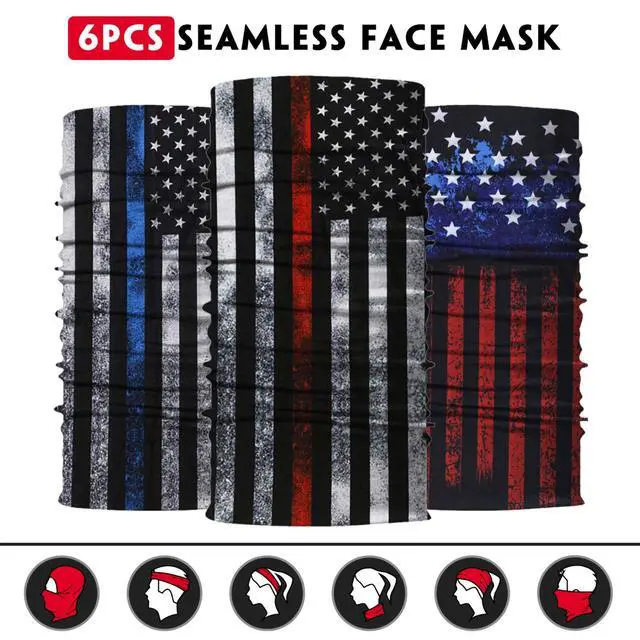 Alt view image 3 of 5 - Neck Gaiter Mask, Sun Mask, Rave Bandana Face Mask, Seamless Face Scarf, Headband for Men Women (A-Flag 3)