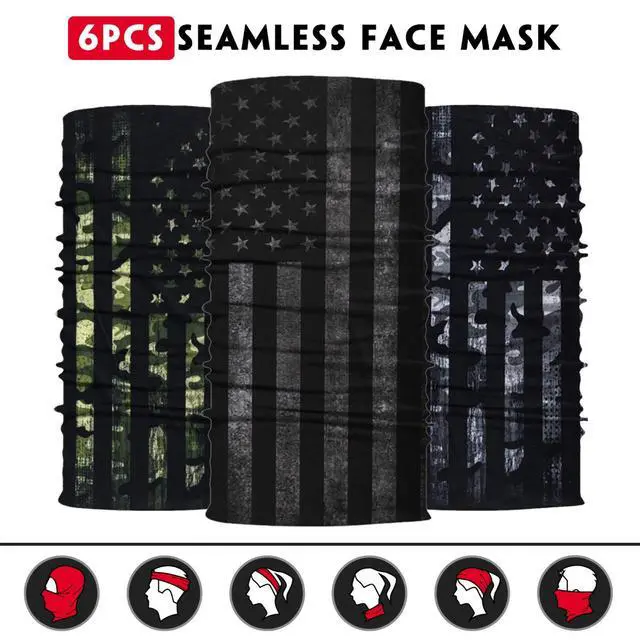 Alt view image 4 of 5 - Neck Gaiter Mask, Sun Mask, Rave Bandana Face Mask, Seamless Face Scarf, Headband for Men Women (A-Flag 3)