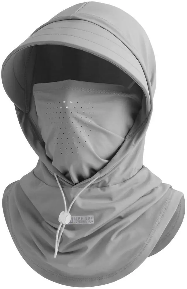Main image of Cooling Breathable Balaclava Full Face Mask with Wide Brim Sun UV Protection Hood for Men Women Fishing Motorcycle Skiing (US, Alpha, One Size, Light Gray)