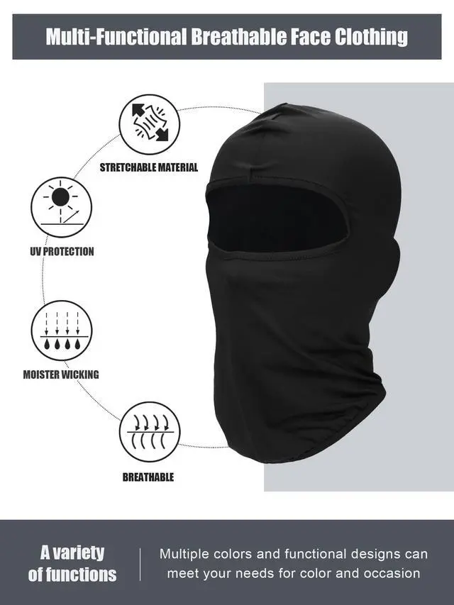Alt view image 4 of 6 - 9 Pcs Ski Mask for Men Full Face Cover UV Sun Protection Cooling Balaclava Neck Gaiter Clothing Scarf Bandana(Black)