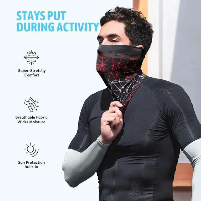 Alt view image 3 of 7 - Neck Gaiter for Men Women, 6 Pack Face Mask Breathable Face Cover for Sun UV Protection Bandana Scarf Cycling Running