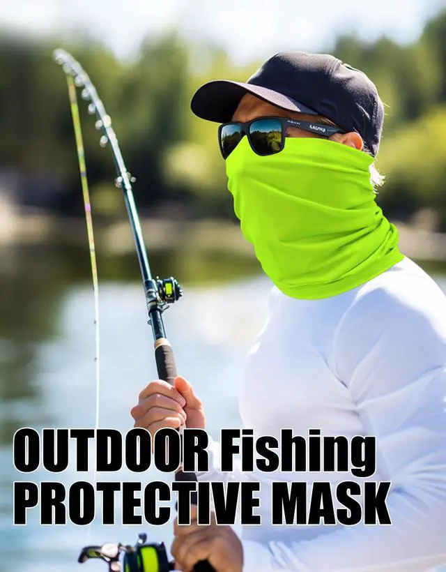 Alt view image 4 of 7 - Cooling Neck Gaiter Face Gator, Neon Yellow UV Protection Masks, Lime Green Bandana Neck Cover for Fishing, Hiking, Cycling, Kayaking, Hunting, Construction(Neon Yellow Pack)