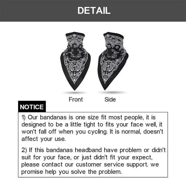 Alt view image 3 of 7 - Bandanas Headband - Quick Dry, UV Protection, Windproof Multifunctional Balaclava Face Mask Seamless Neck Gaiter Scarf Paisley Print Head Wraps(Black)