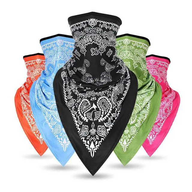 Alt view image 6 of 7 - Bandanas Headband - Quick Dry, UV Protection, Windproof Multifunctional Balaclava Face Mask Seamless Neck Gaiter Scarf Paisley Print Head Wraps(Black)
