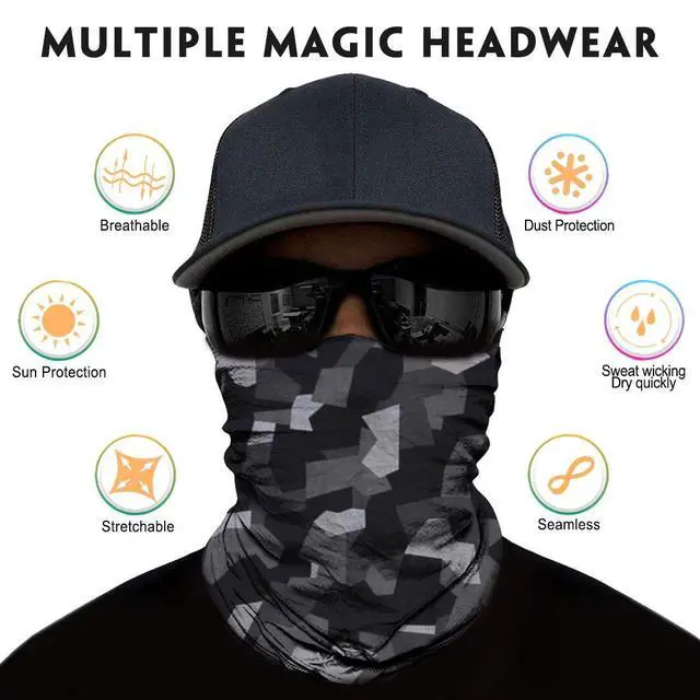 Alt view image 3 of 7 - Neck Gaiter for Men Women Headwear Bandana Head Wrap Face Scarf Mask Cover Warmer Balaclava-Seamless & Versatile (A-Classic Camo 1)