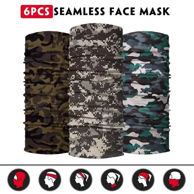 Alt view image 4 of 7 - Neck Gaiter for Men Women Headwear Bandana Head Wrap Face Scarf Mask Cover Warmer Balaclava-Seamless & Versatile (A-Classic Camo 1)