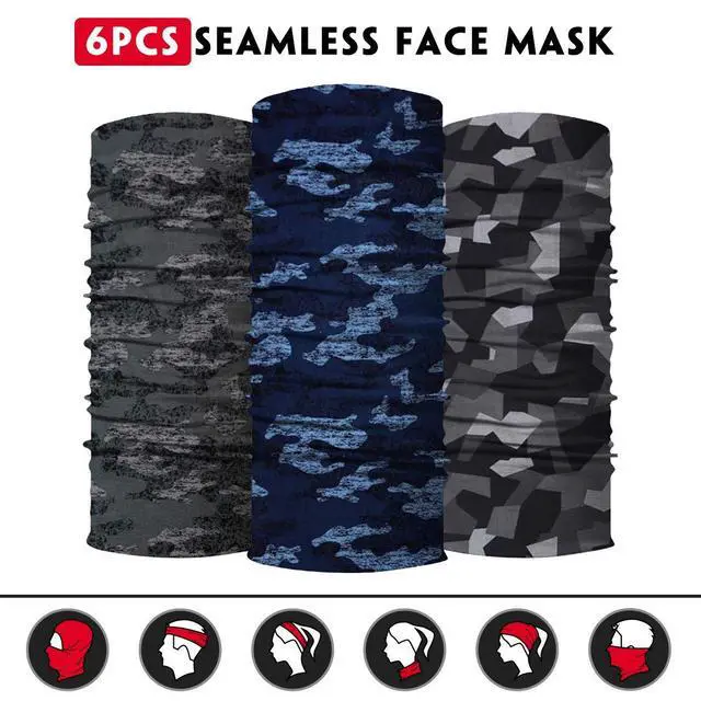 Alt view image 5 of 7 - Neck Gaiter for Men Women Headwear Bandana Head Wrap Face Scarf Mask Cover Warmer Balaclava-Seamless & Versatile (A-Classic Camo 1)
