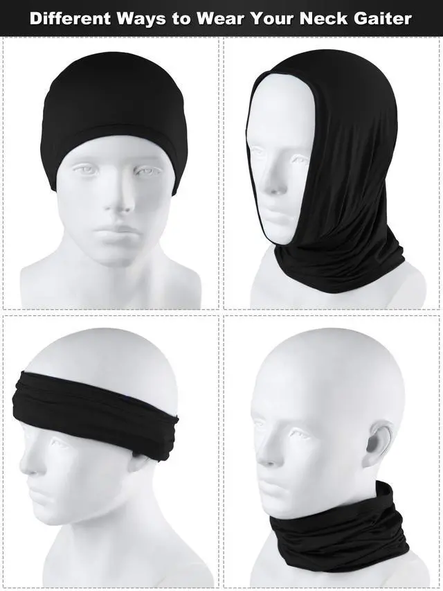 Alt view image 3 of 7 - 8 Pcs Summer Camo Neck Gaiter Scarf Bandanas for Men Sun Hoods Balaclava Cooling Breathable Face Mask Outdoor Sports (Simple, Black)