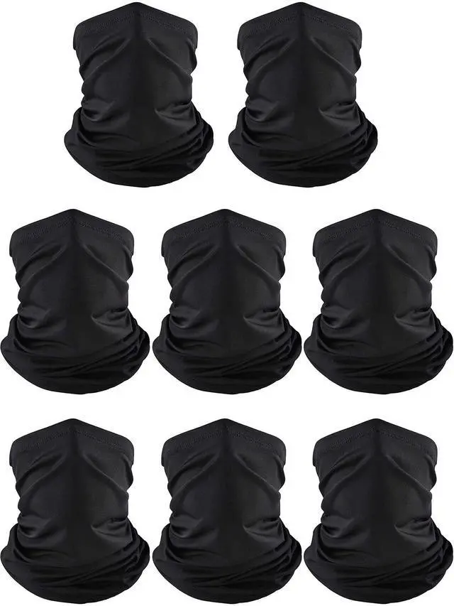 Main image of 8 Pcs Summer Camo Neck Gaiter Scarf Bandanas for Men Sun Hoods Balaclava Cooling Breathable Face Mask Outdoor Sports (Simple, Black)