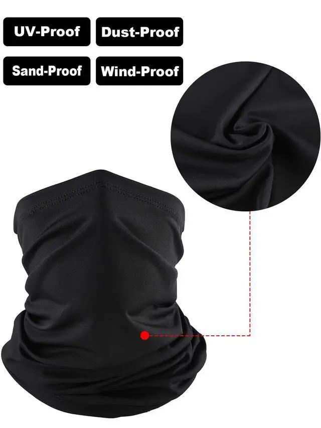 Alt view image 2 of 7 - 8 Pcs Summer Camo Neck Gaiter Scarf Bandanas for Men Sun Hoods Balaclava Cooling Breathable Face Mask Outdoor Sports (Simple, Black)