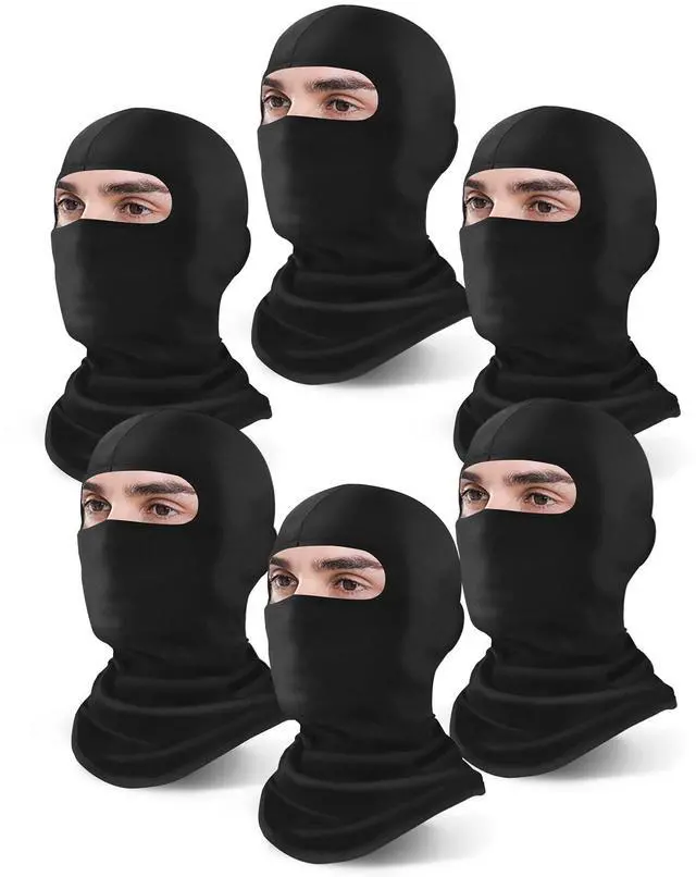 Main image of 6 Piece Ski Balaclava, UV Protector Face Mask for Men/Women, Black