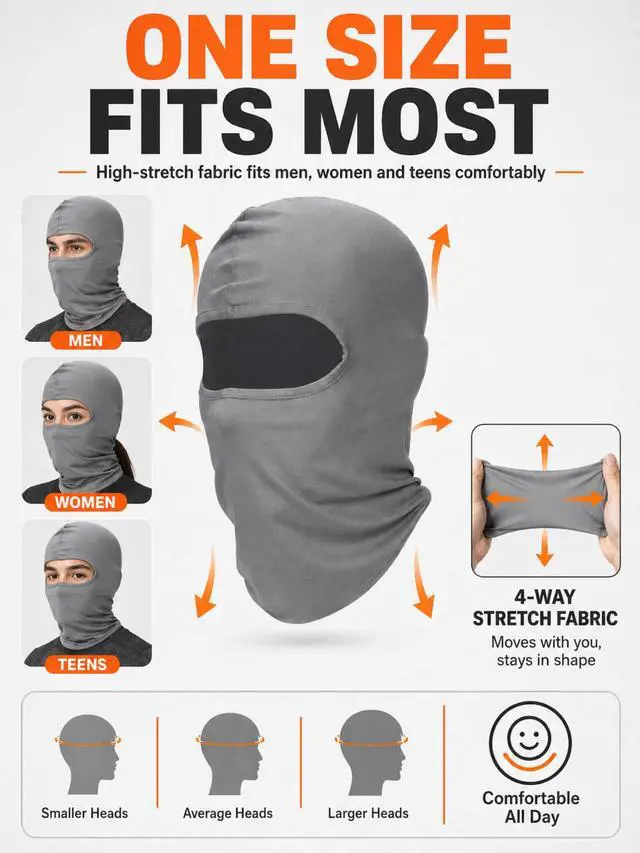 Alt view image 3 of 6 - 6 Pcs Ski Balaclava Men Full Face Cover Mask,Multicolor,Classic