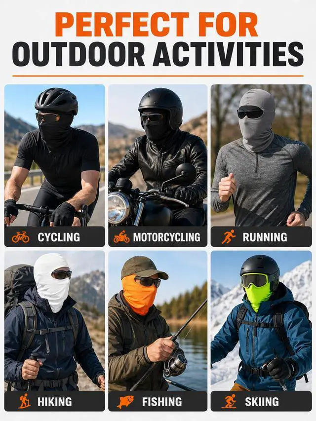 Alt view image 6 of 6 - 6 Pcs Ski Balaclava Men Full Face Cover Mask,Multicolor,Classic